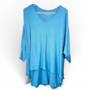 Soft Surroundings Tunic Oversized Small Layer Sweater Top Blue Soft Knit Stretch